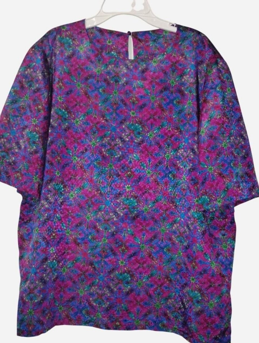 Vintage 90s Vibrant Kaleidoscope Geometric Print Short Sleeve Blouse